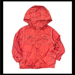 Vintage Gymboree Red Hooded Jacket Full Zip Front W/2 Chest Snap Pockets Jacket